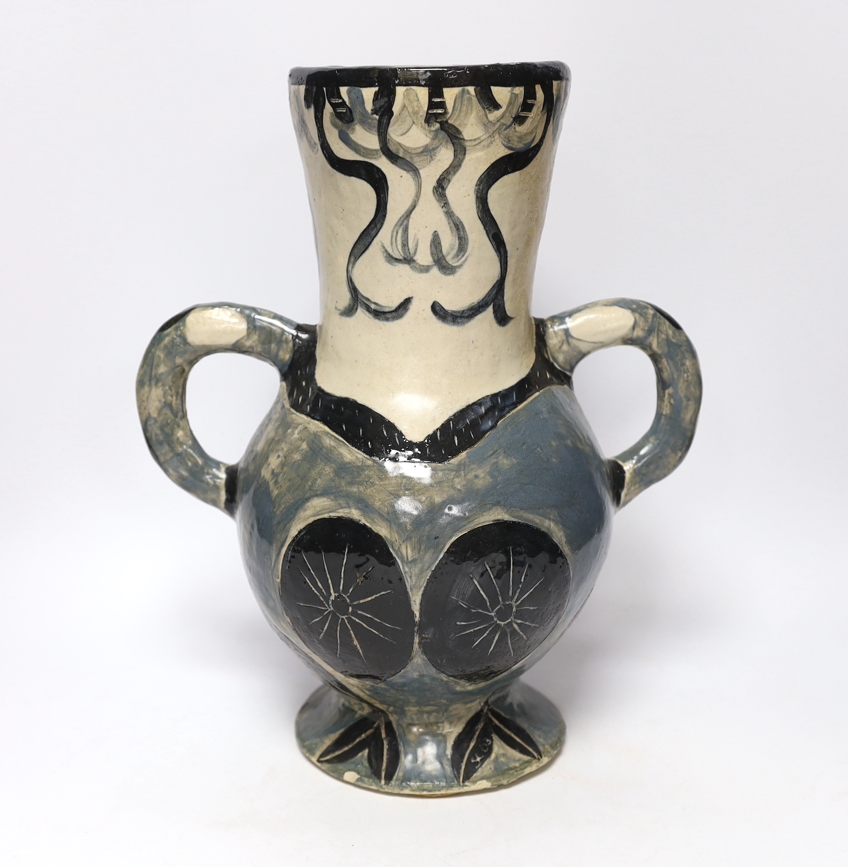 A studio pottery vase, inspired by Picasso, 35cm